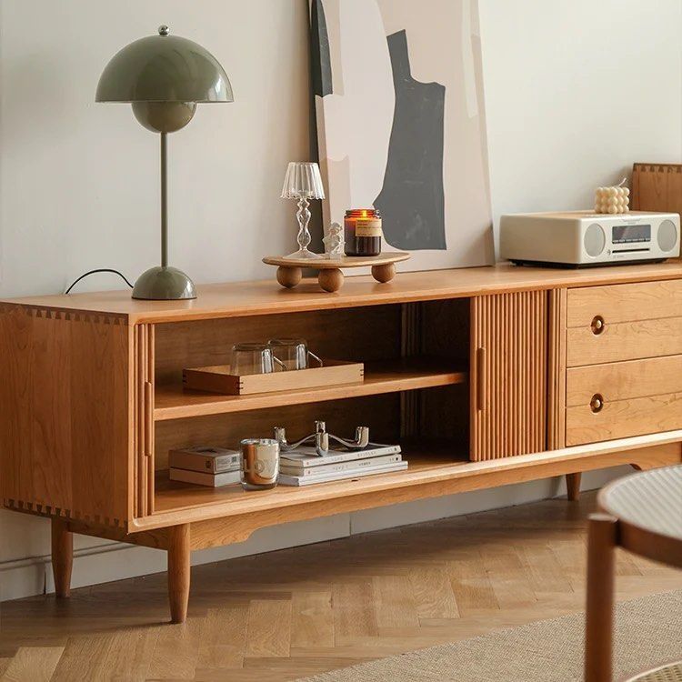 Modern cherry wood tv best sale stand