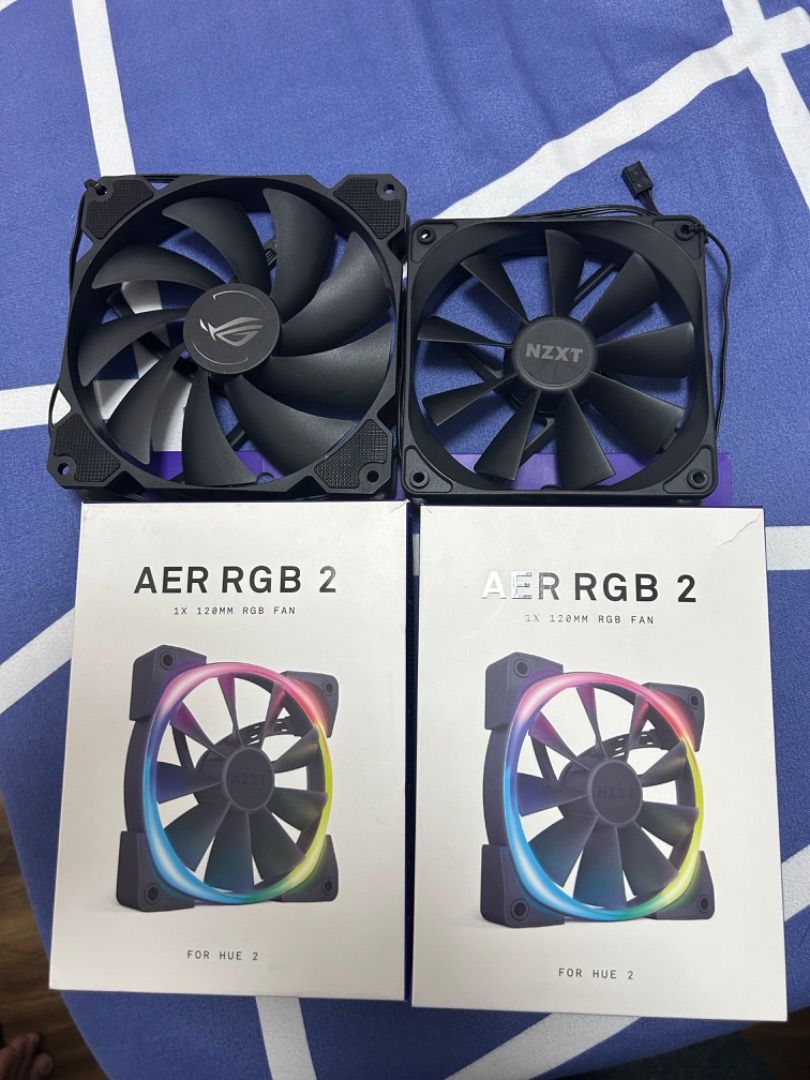 NZXT RGB Case Fans and NZXT Stock Case fan and ROG stock Case fan on