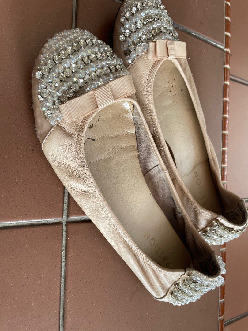 Pazzion Nude Beaded Flats Women s Fashion Footwear Flats on Carousell