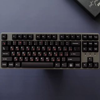 PBT black red Russian keycaps
