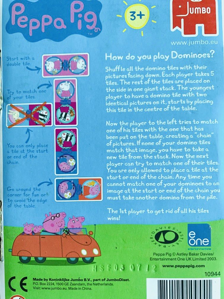 Peppa Pig Dominoes Tiles Playing, Hobbies & Toys, Toys & Games on Carousell