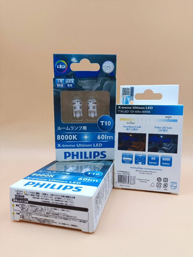 Philips X-Treme Ultinon LED T10 / W5W White~ish - blue Bulb 8000K (12V),  Car Accessories, Electronics & Lights on Carousell