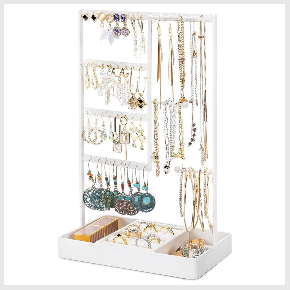 PiQi Grecge Jewelry Organizer 4 Tier Earring Organizer with Metal