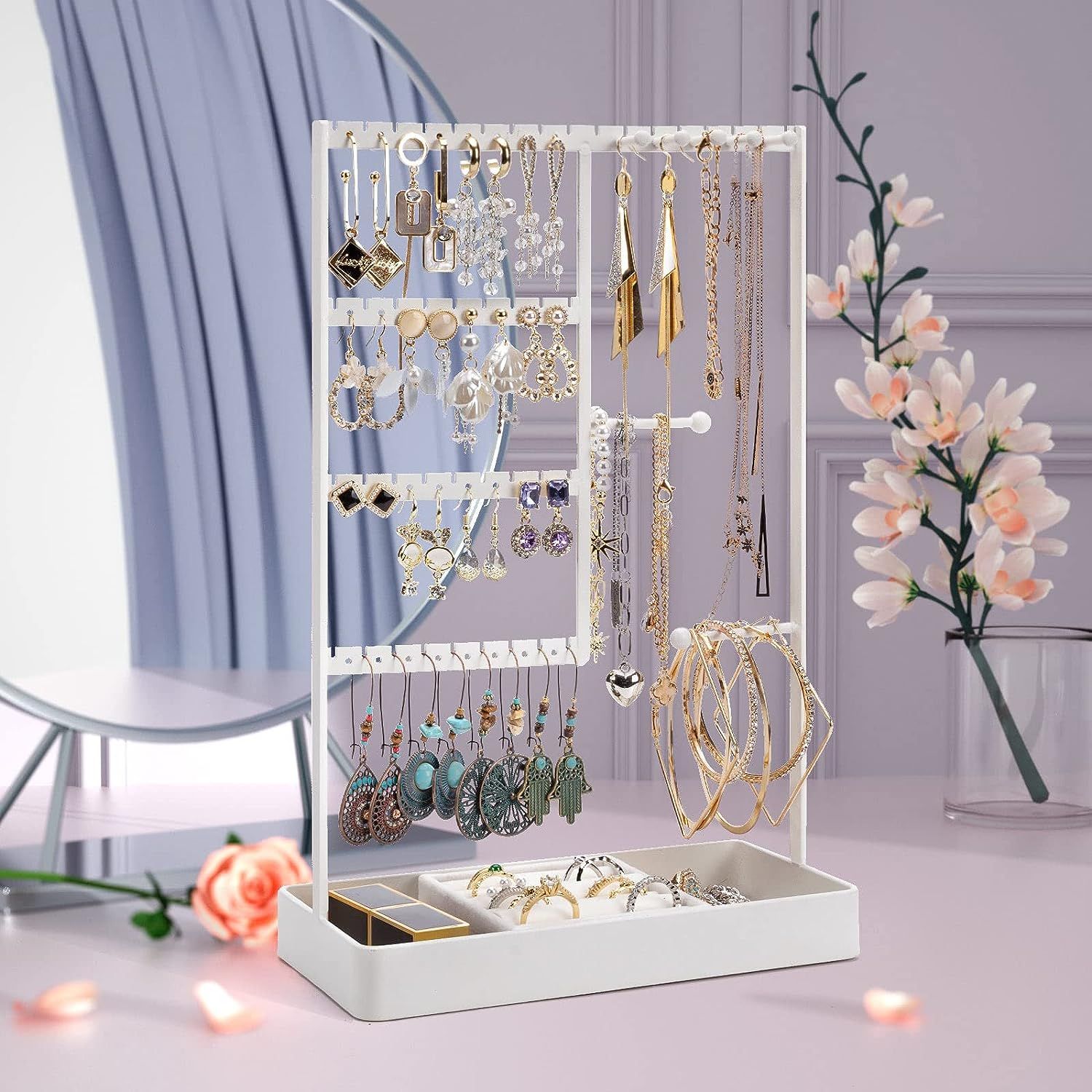 PiQi Grecge Jewelry Organizer 4 Tier Earring Organizer with Metal