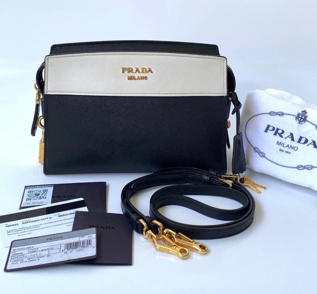 Prada Monochrome Saffiano Leather bag., Luxury, Bags & Wallets on Carousell