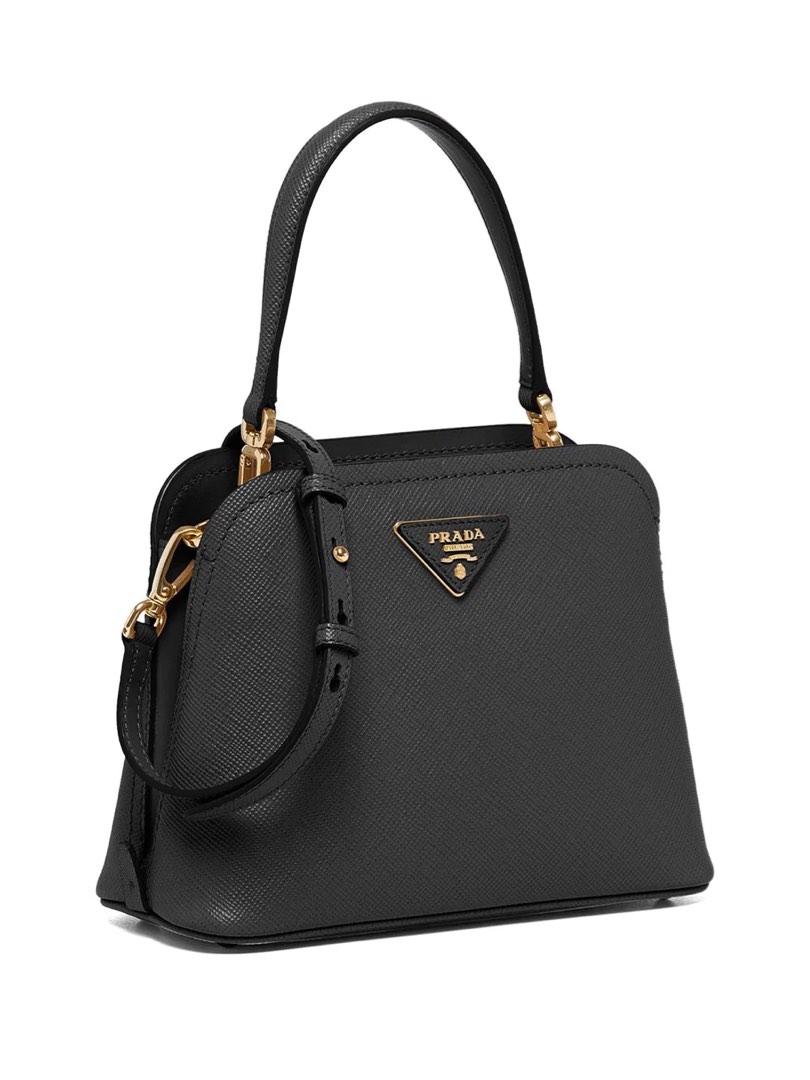 PRADA Small BLACK TESSUTO LIGHT NYLON & Borsa Leather Square TOTE #31  Authentic! | eBay