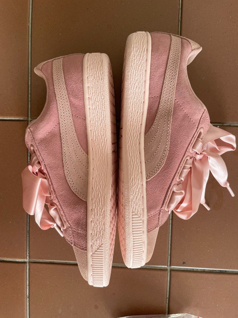 PUMA Suede pink ribbon shoes Women s Fashion Footwear Sneakers on Carousell