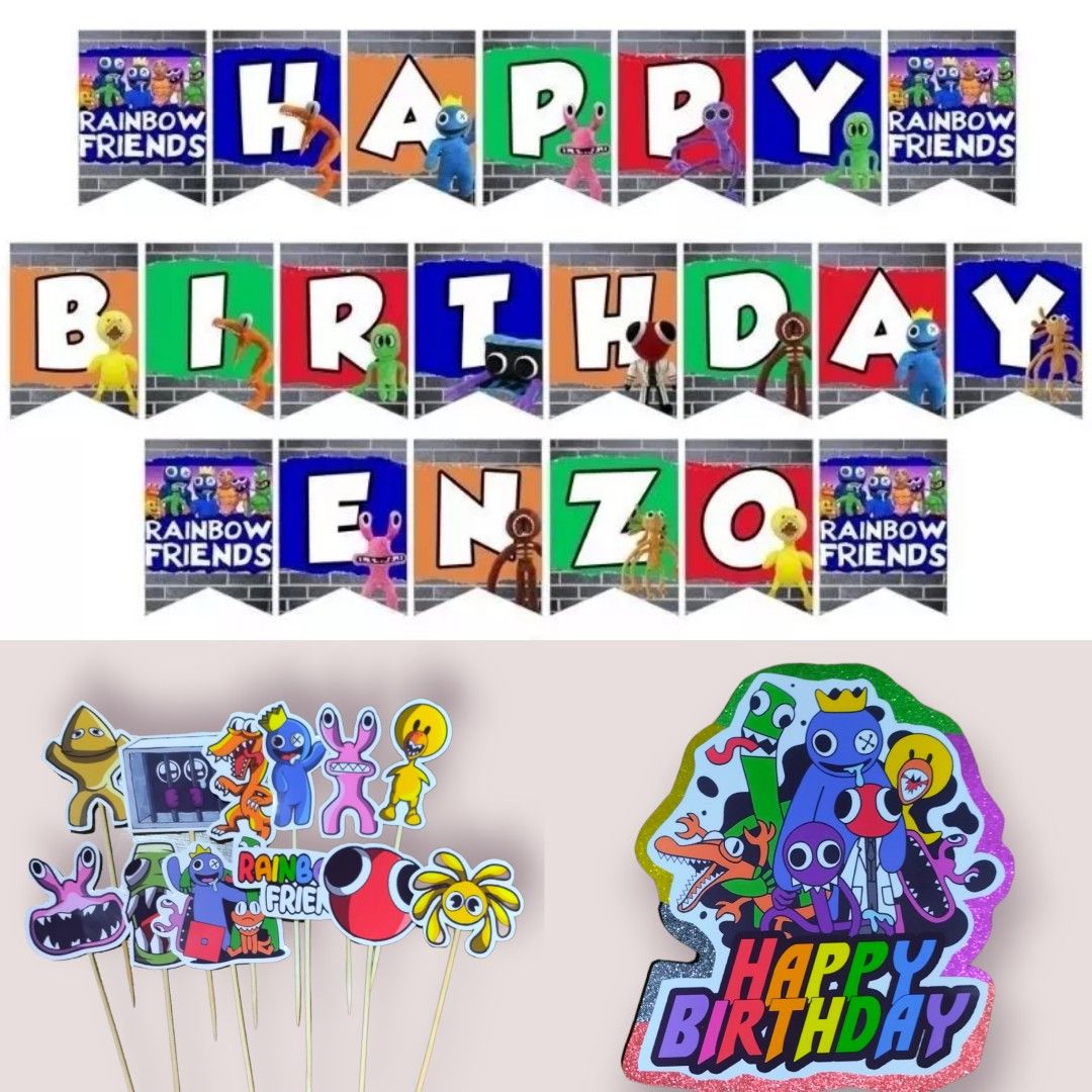 Roblox Rainbow Friends Theme Happy Birthday Party Supplies Banner