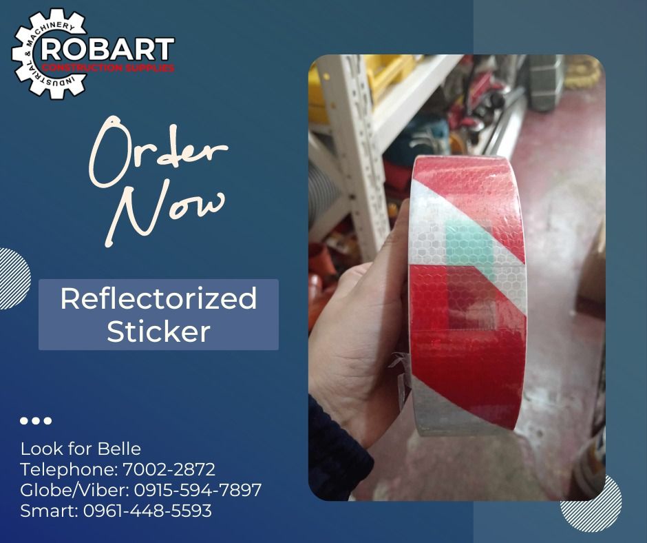 Reflectorized Sticker (Category: Construction Tools & Equipment) located in Manila. Submitted by bellarobart (Listing ID 1249848959, Image 1). Description: Reflectorized Sticker Size: 2" Color: Red & White 𝑹𝑶𝑩𝑨𝑹𝑻 𝑪𝑶𝑵𝑺𝑻𝑹𝑼𝑪𝑻𝑰𝑶𝑵 𝑺𝑼𝑷𝑷𝑳𝑰𝑬𝑺 #RobartConstructionSupplies #robartph #constructionmaterials #industrialsupply Office Address: 1405 Yuseco St. Sta Cruz Manila SEND US MESSAGE FOR INQUIRIES ‼️‼️ 🔵100% Trusted Supplier 🔵C