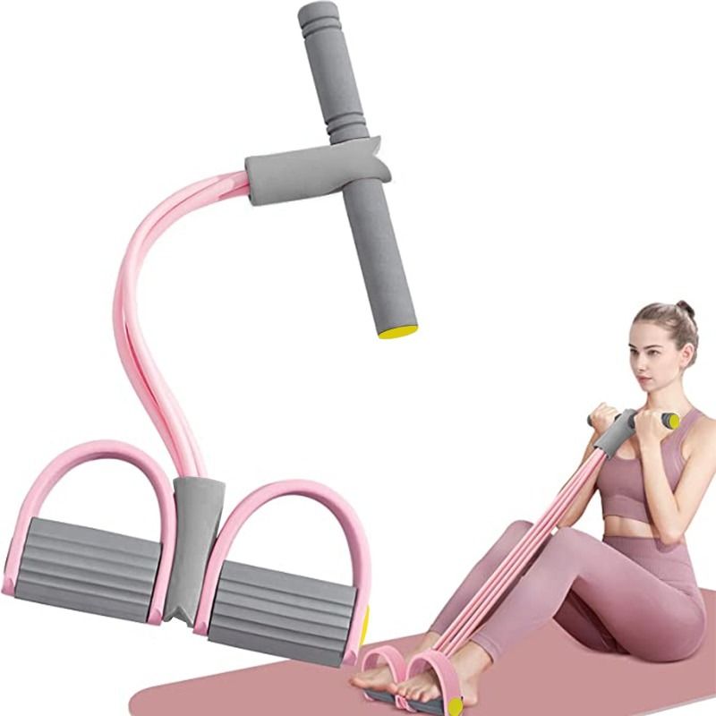 Resistance Bands 4-Tube Yoga Pedal Puller Resistance Band Elastic Pull Rope  Fitness Equipment for Abdomen Waist Arm Training, 運動產品, 運動與健身, 運動與健身-  有氧健身器材- Carousell