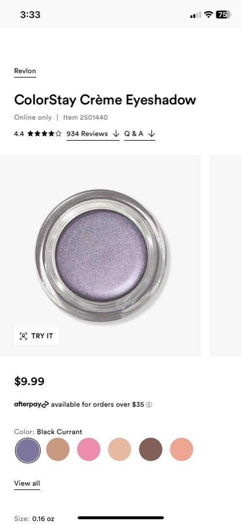 Revlon cream eyeshadow (Category: Makeup) located in Quezon City. Submitted by RoxyB (Listing ID 1249877341, Image 3). Description: Brand new Revlon cream eyeshadow. Padala from US. ₱350 each. Only available shade is grey 755. 750 shade ❌ not available 760 shade ❌ not available 745 shade ❌ sold 705 shade ❌ sold 710 shade ❌ sold .