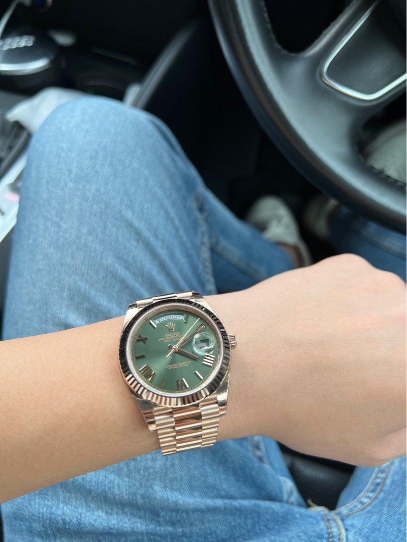 rolex presidential rose gold olive green