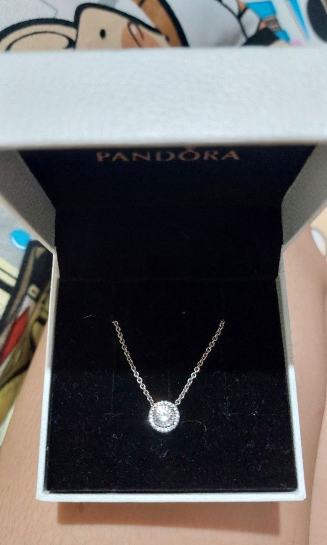 Round sparkle halo necklace discount