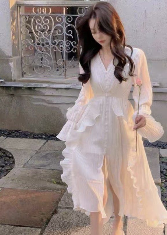 White chiffon high best sale low dress