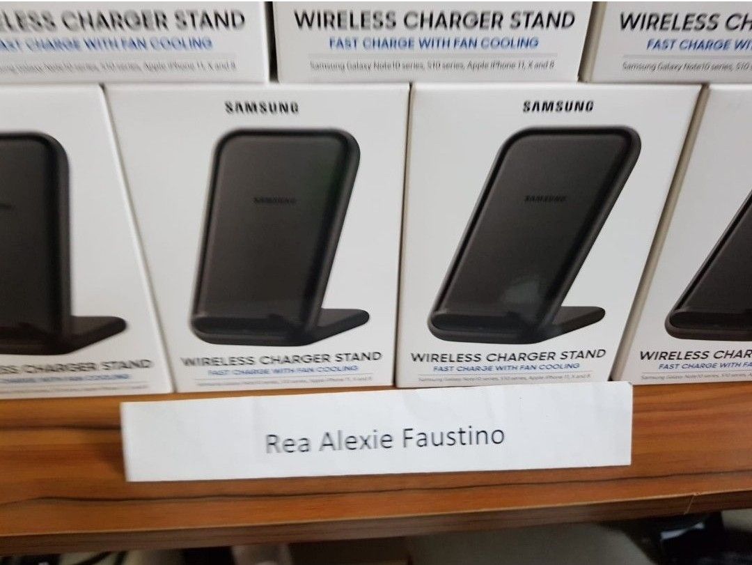 Samsung Wireless Charger Stand (Category: Chargers & Cables) located in San Miguel. Submitted by rrshopstore (Listing ID 1249801639, Image 3). Description: For Sale S23 Ultra Wireless Stand Charger *Php2500 Standard set *Php3000With 256 Gb microSD card 100% Original * 15 W Wireless Charging 2.0 *Fan Cooling *Qi Compatible *Fan and Led Light Control *Portrait and Landscape Charging *15 w wireless charger stand 25 w wall/travel adapter (PD 25W EP-T