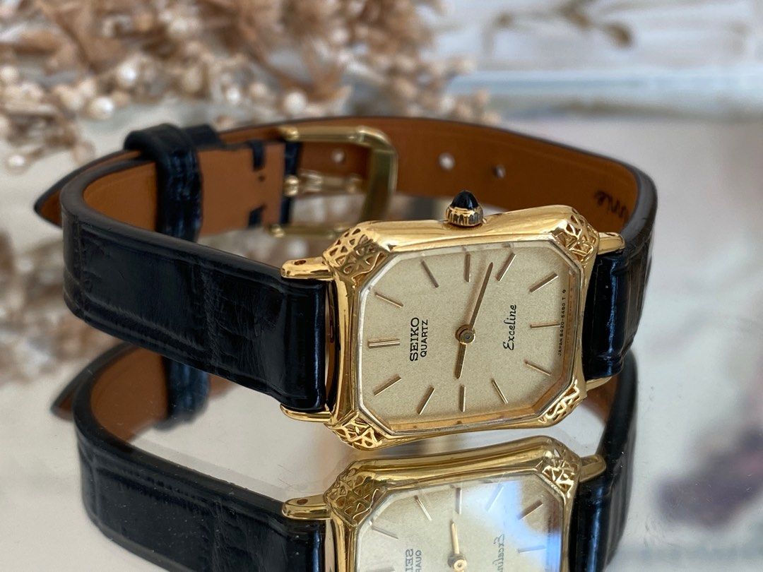 Seiko Classic Tank Quartz Ladies Vintage Gold Luxury Watches on