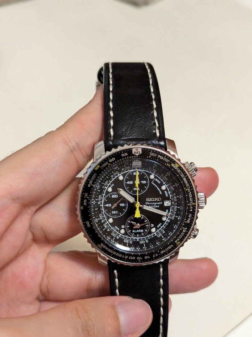 Seiko flightmaster best sale sna411 leather strap