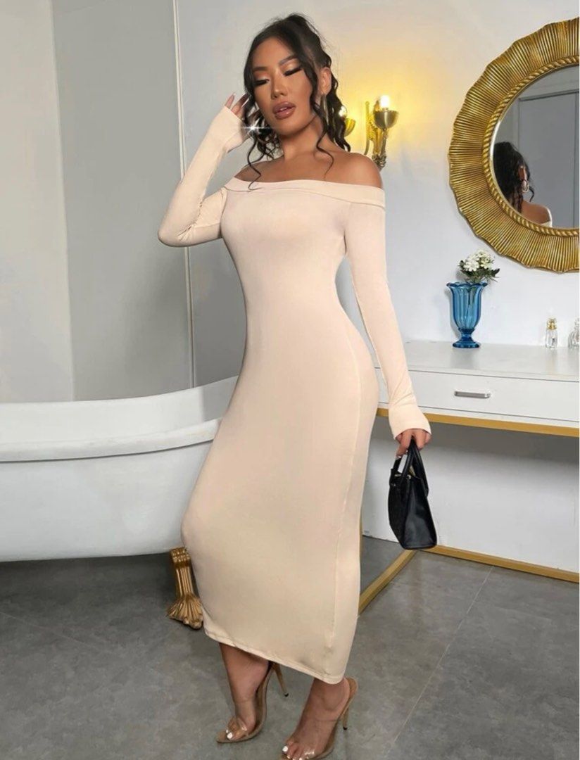 Beige deals sexy dress