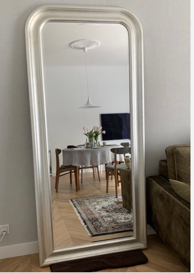 SONGE full length Mirror silver frame, 傢俬＆家居, 家居裝飾, 鏡 Carousell