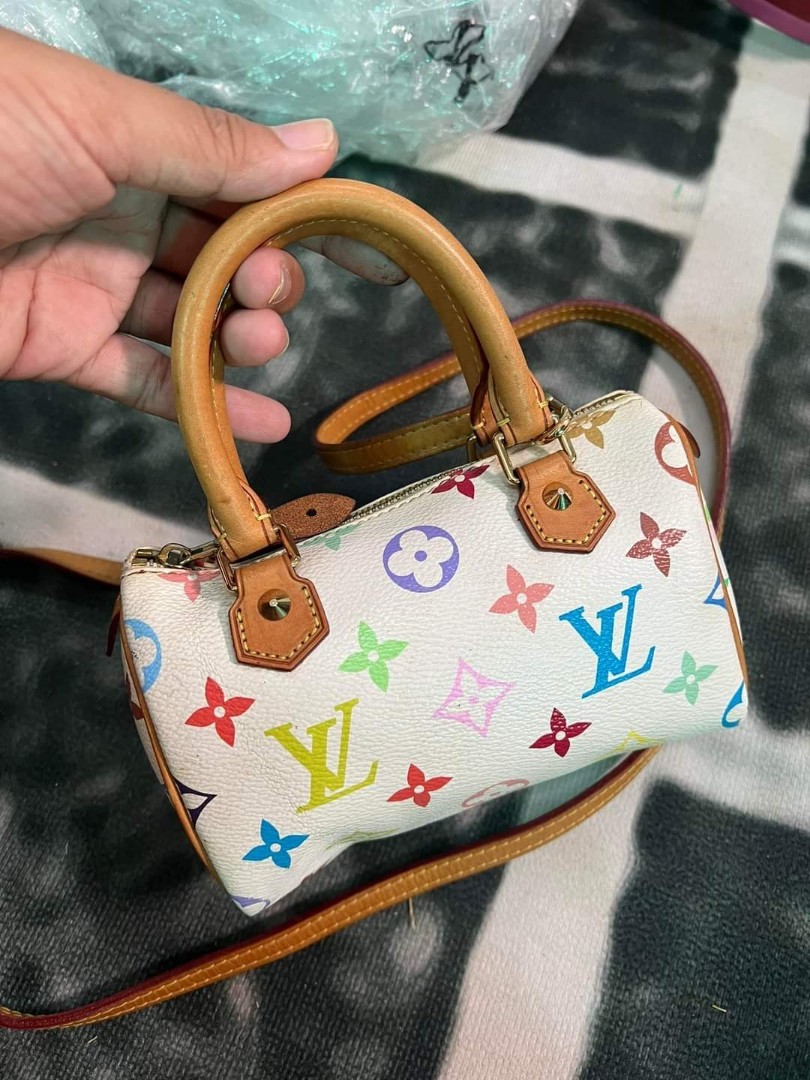 Louis Vuitton White Mini Speedy Murakami Multicolor Top Handle Bag