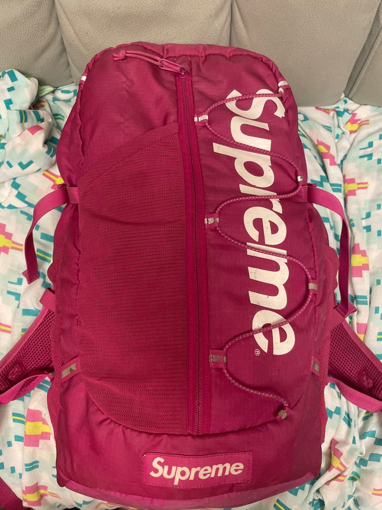 Pink supreme bookbag on sale