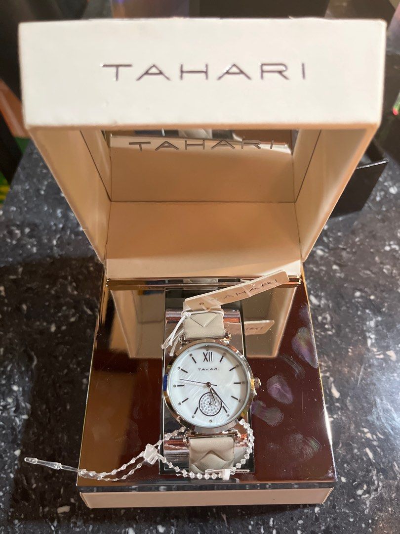 Buy Tahari mens genuine leather analog watch black Online | Brands For Less
