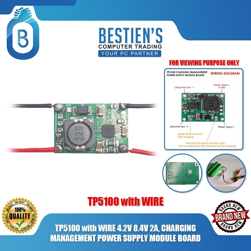 TP5100 with WIRE 4.2V 8.4V 2A, CHARGING MANAGEMENT POWER SUPPLY MODULE ...