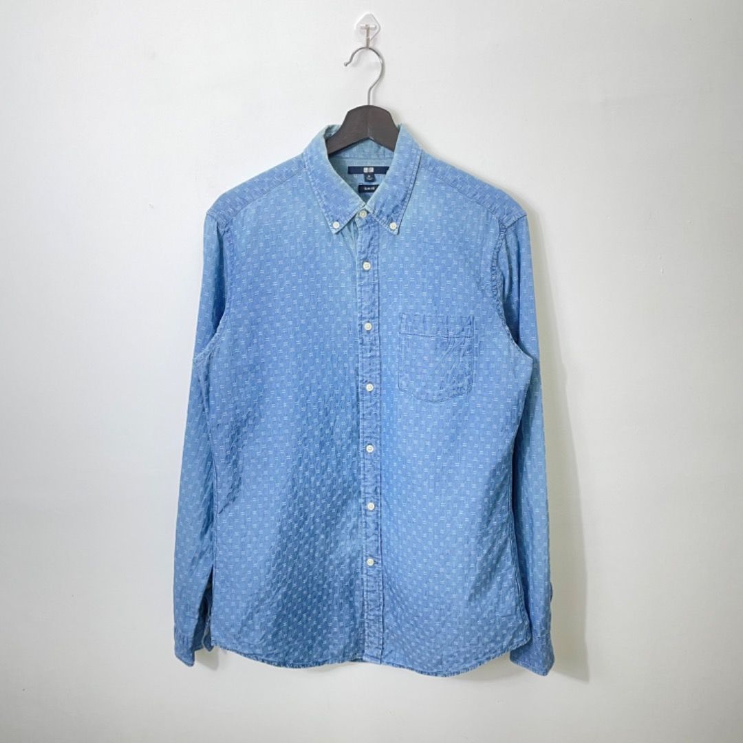 ⭐ SALE ⭐ [M] UNIQLO OXFORD SLIM FIT SHIRT BLUE COLOR LONG SLEEVE