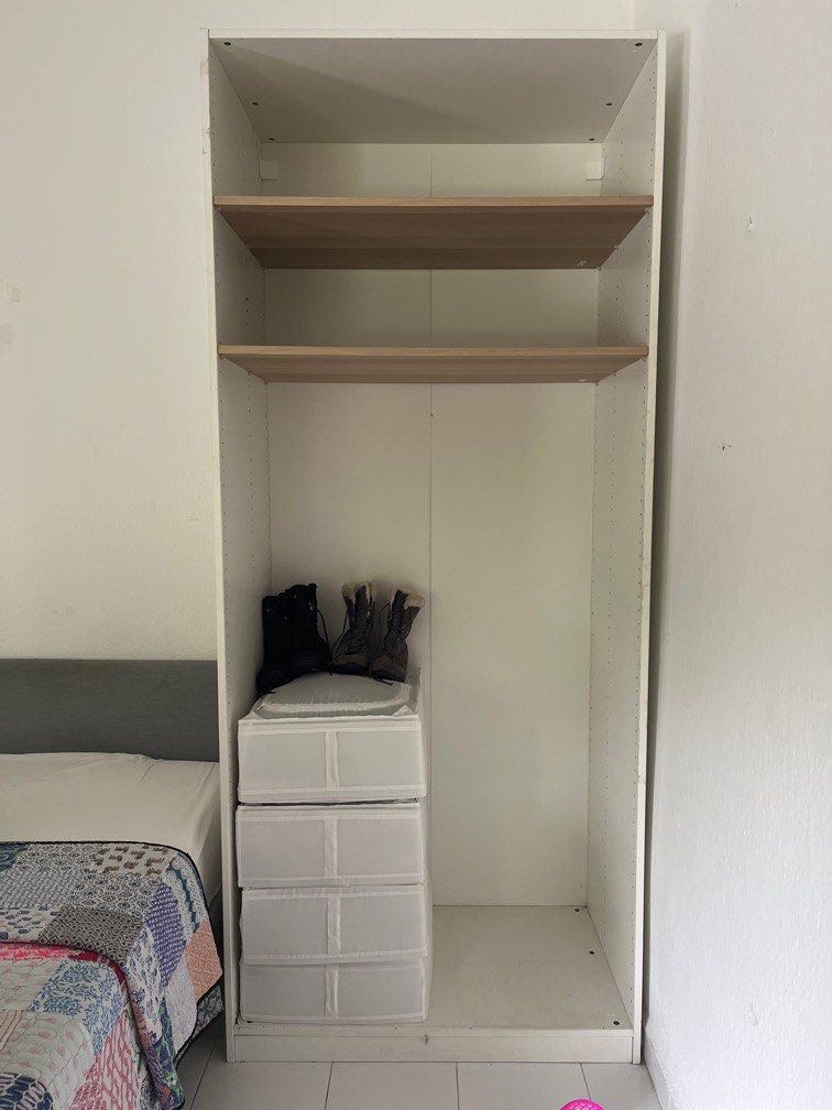 Used tall PAX open wardrobe with two shelves, Furniture & Home Living, Furniture, Shelves ...