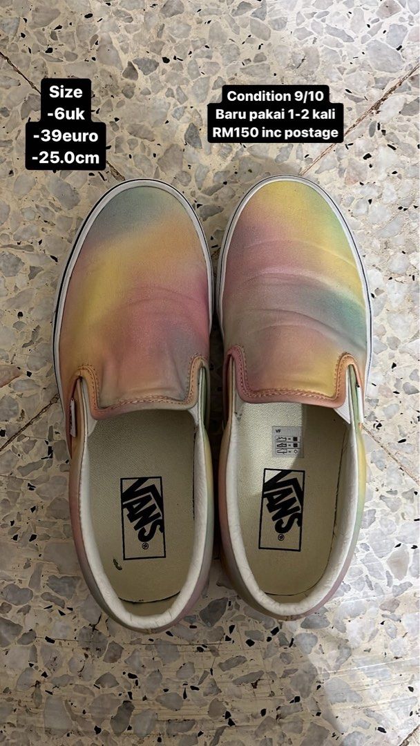 Womens rainbow clearance slip on vans