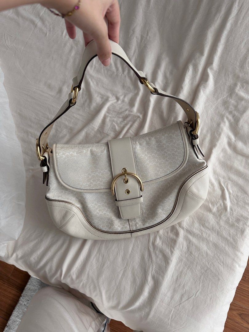 Vintage white coach bag deals