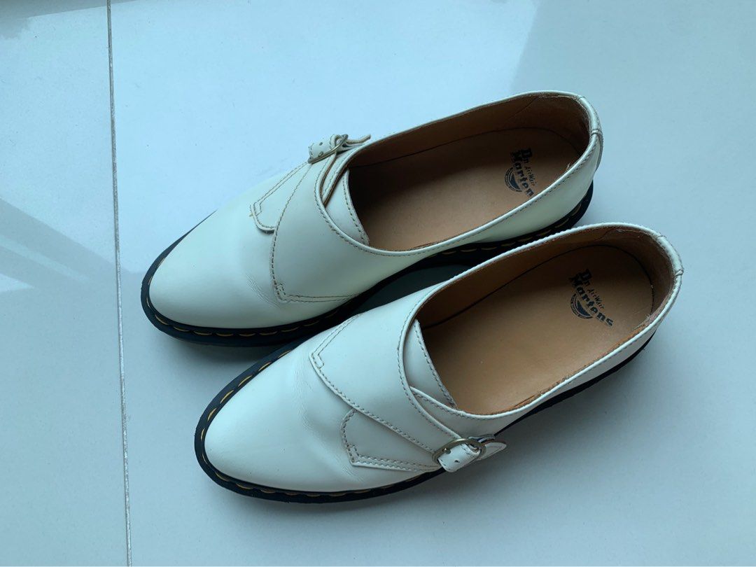 AGNES POINTED MONK SHOE WHITE Martens white leather