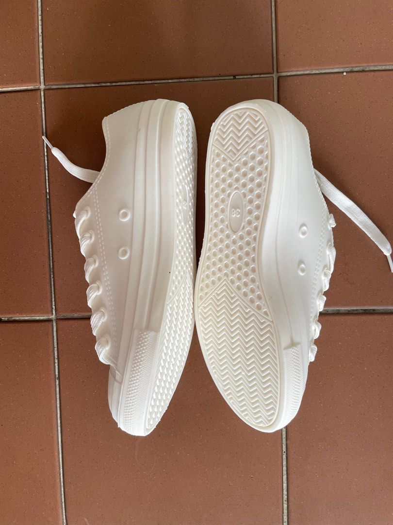 White rubber top sneakers