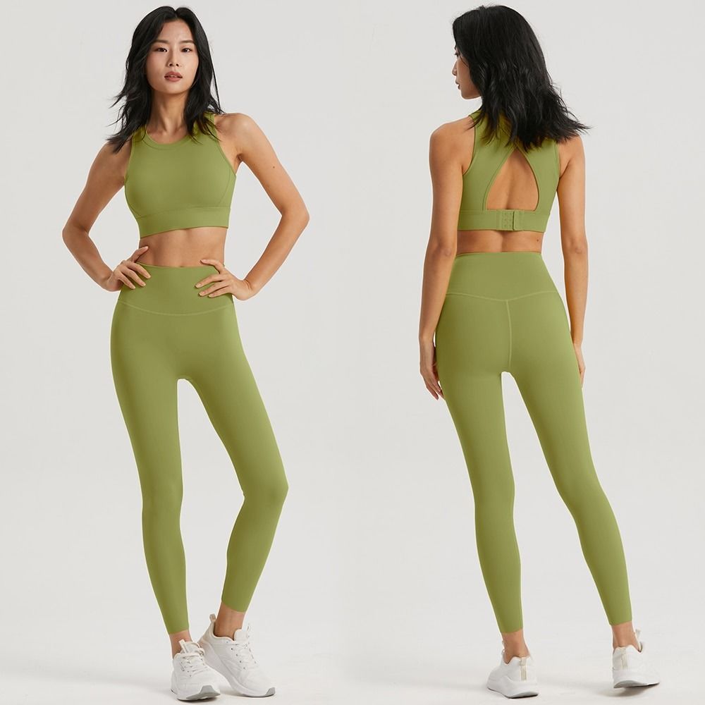 2/3 Pieces Fitness Yoga Set Women Solid Color Running Gym Suit