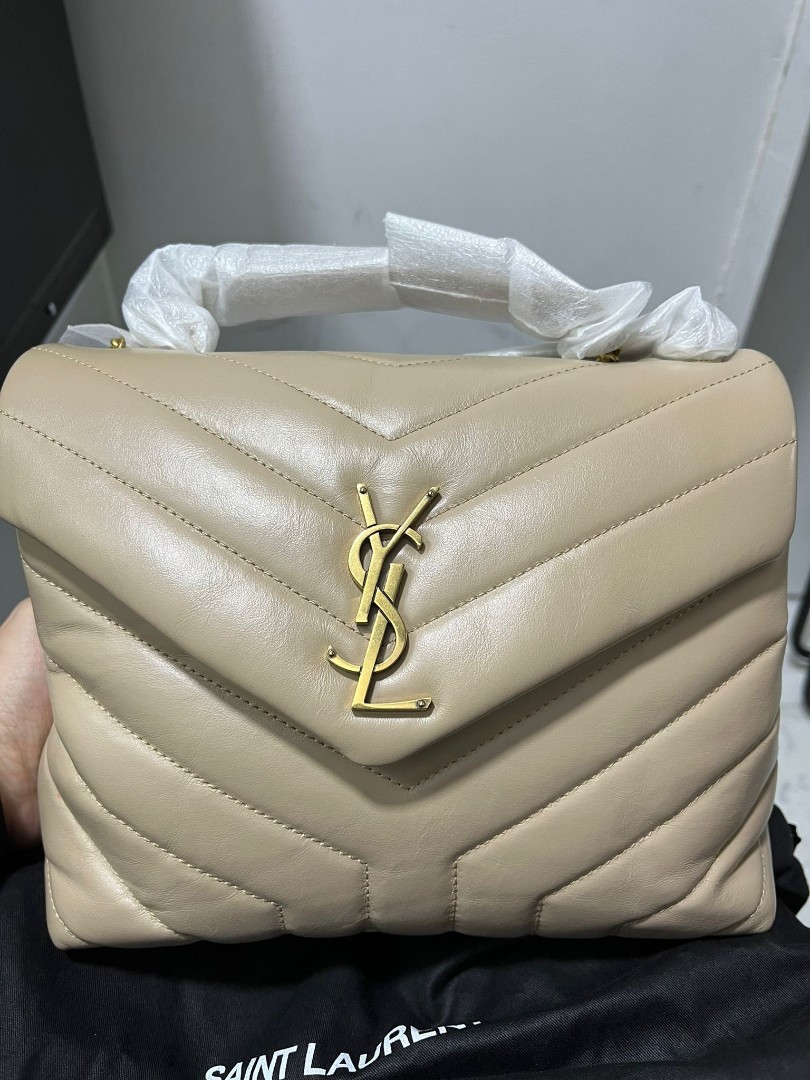 Saint Laurent / YSL- PUFFER SMALL POUCH IN QUILTED LAMBSKIN in Dark beige,  Luxury, Bags & Wallets on Carousell