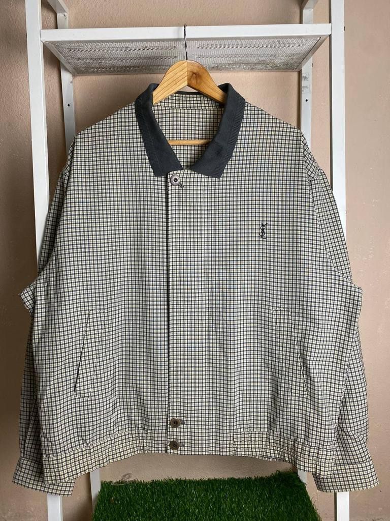 Yves Saint Laurent Checkered Jacket Pit 25 Pour Homme Men s