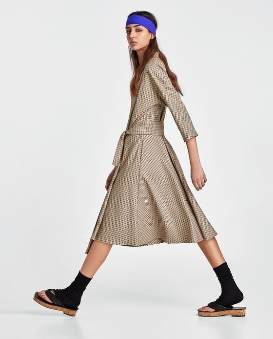 Gaun Zara Check Midi Dress Zara Rustic Check Dress ZARA Rustic - Main Image