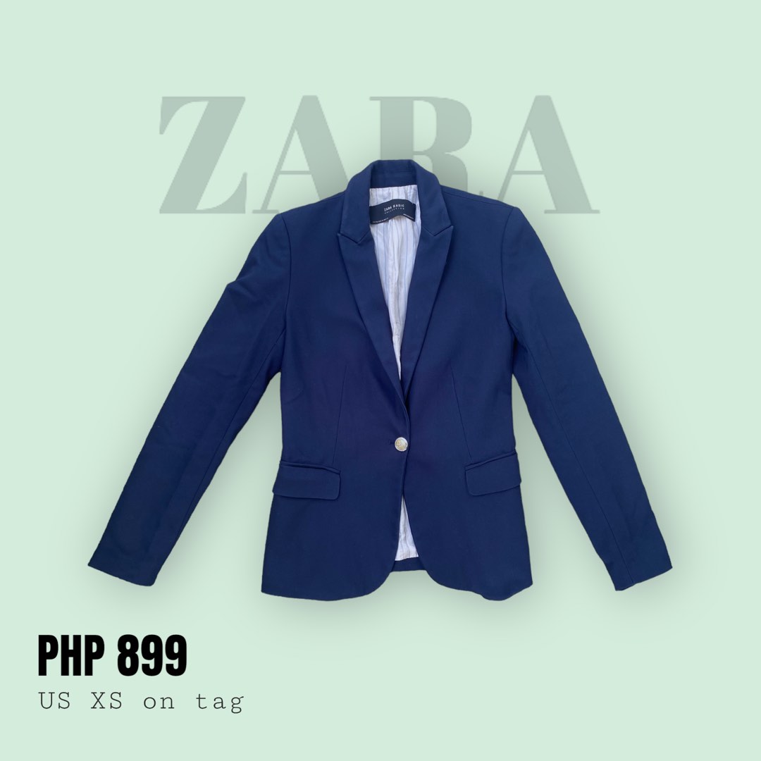 ZARA Navy Blue Blazer with Gold Buttons, Women's Fashion, Coats