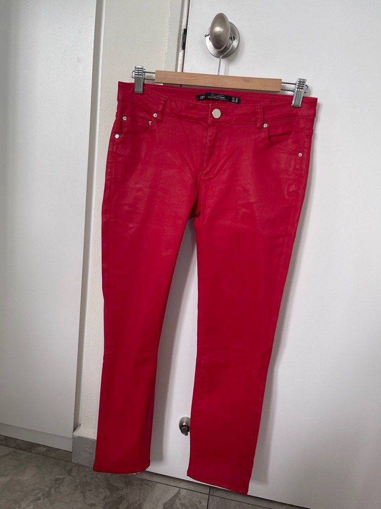 Zara Red Flare Pants, Women's Fashion, Bottoms, Jeans & Leggings on  Carousell