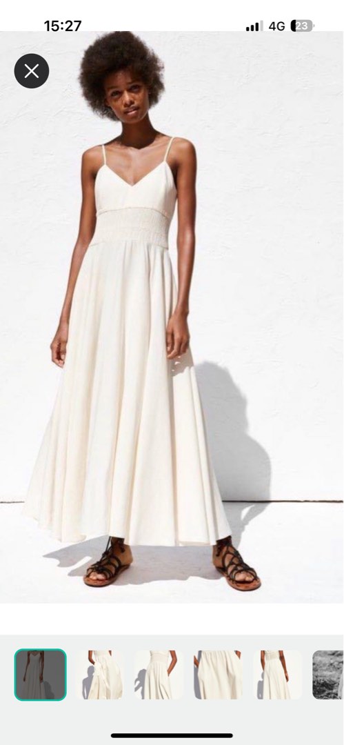 White linen sales spaghetti strap dress