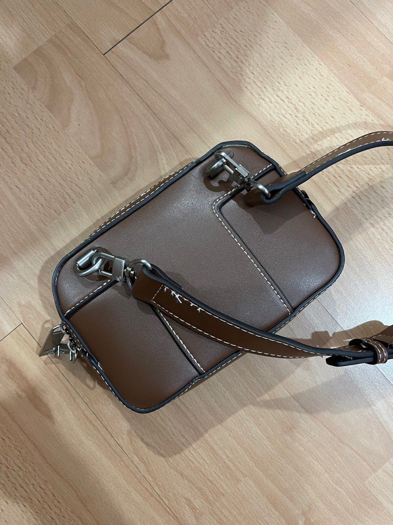 Zara Woven Mini Crossbody Bag in brown, Men's Fashion, Bags, Sling Bags