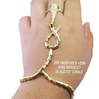 18k Saudi Gold Serpent Ring to Bracelet All in One
