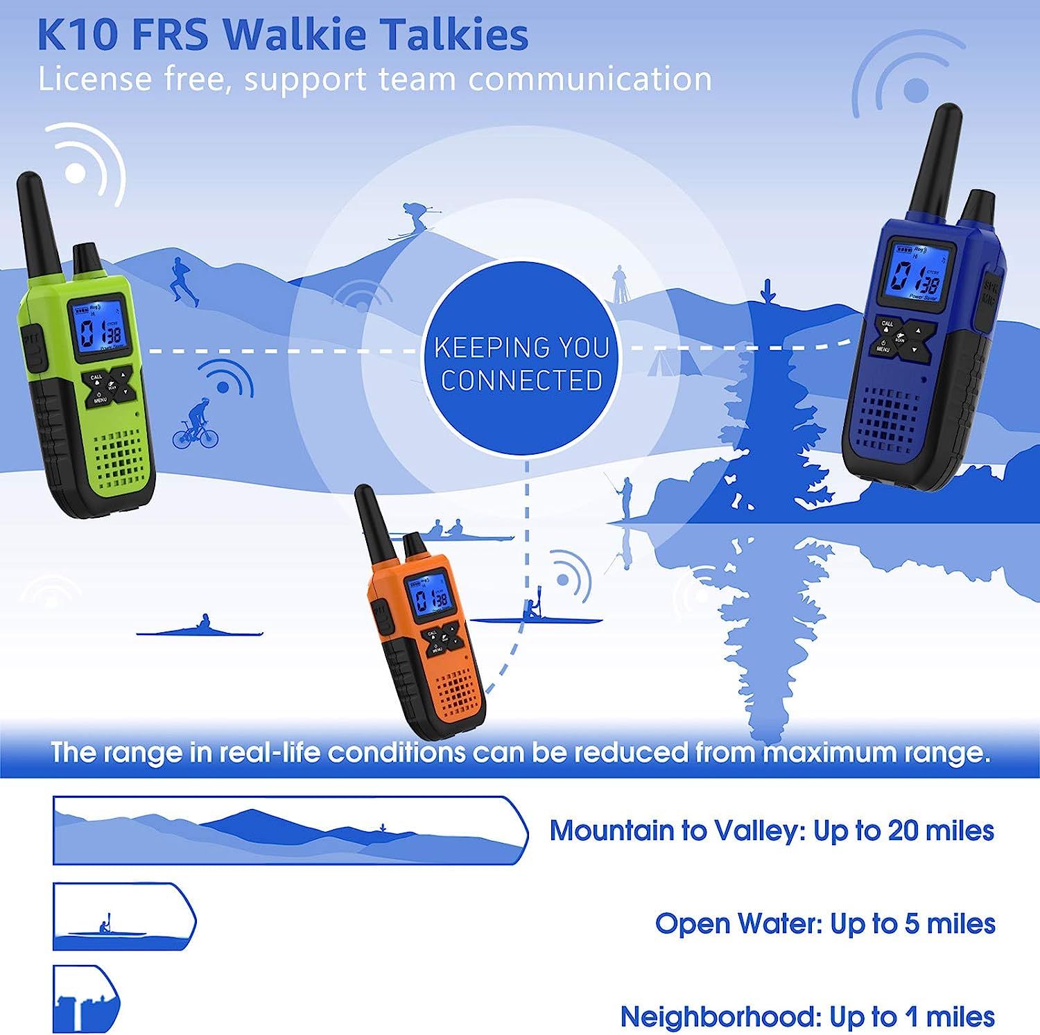Long Distance Walkie Talkies Long Range for Adults Rechargeable Way  Radios Walkie Talkies Long