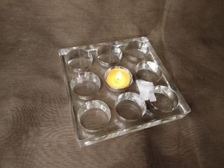 9 Holes Glass Candle Holder tea light 6" Square