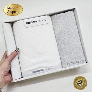 💯% Authentic RENOMA ®️ Paris 2-IN-1 Luxurious Absorbent Wash & Face Towel Gift Set in Box - from 🇯🇵 JAPAN