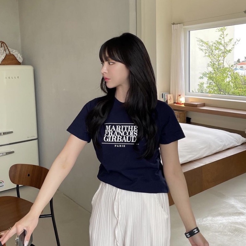 MARITHE FRANCOIS GIRBAUDトレーナー Lネイビーマリテ韓国 MARITHE FRANCOIS GIRBAUD ネイビー クロップドスウェット