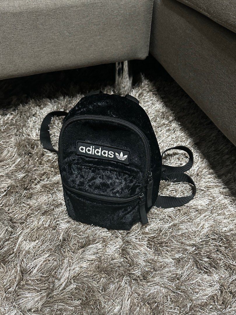 Adidas originals velvet on sale mini backpack in black