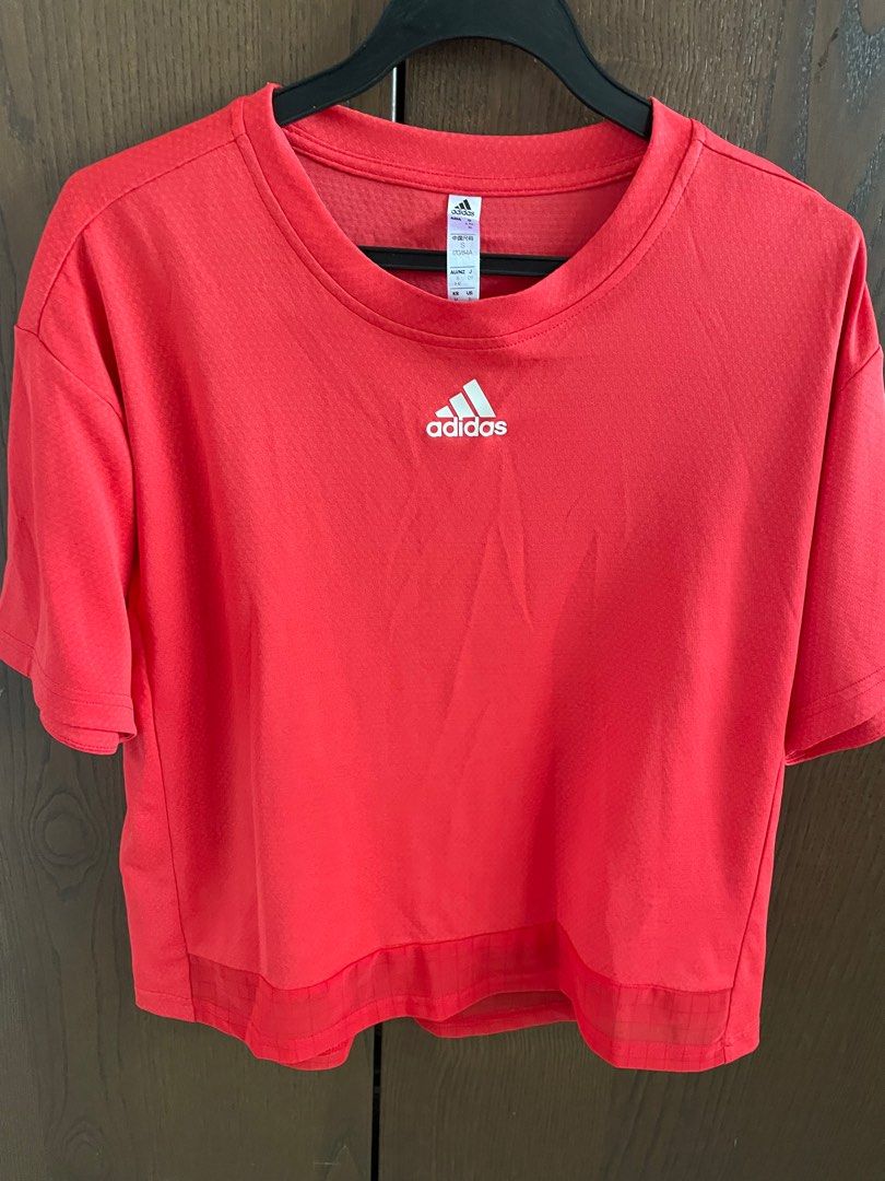 Red adidas sales crop top