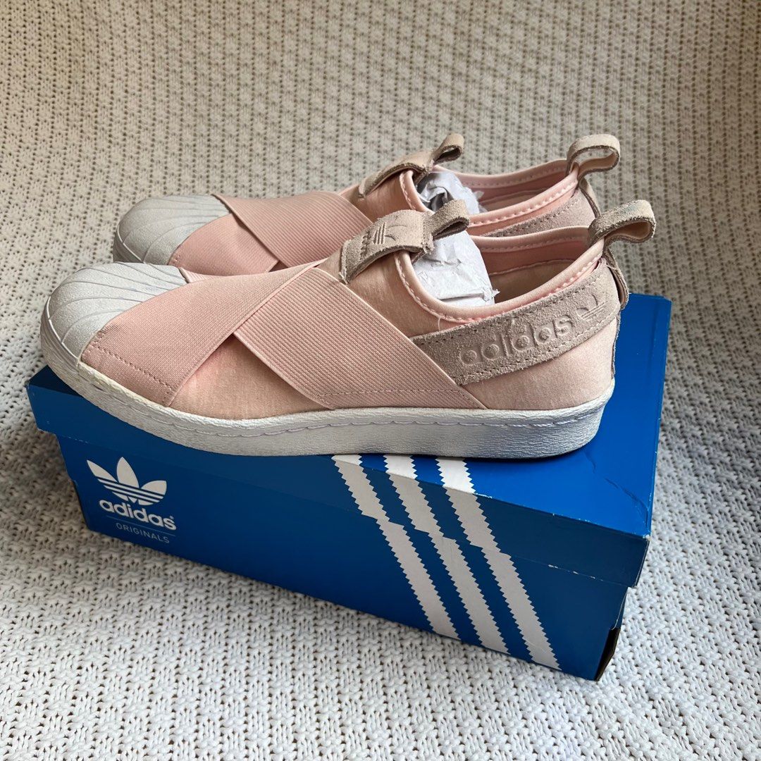 Adidas slip on peach hot sale