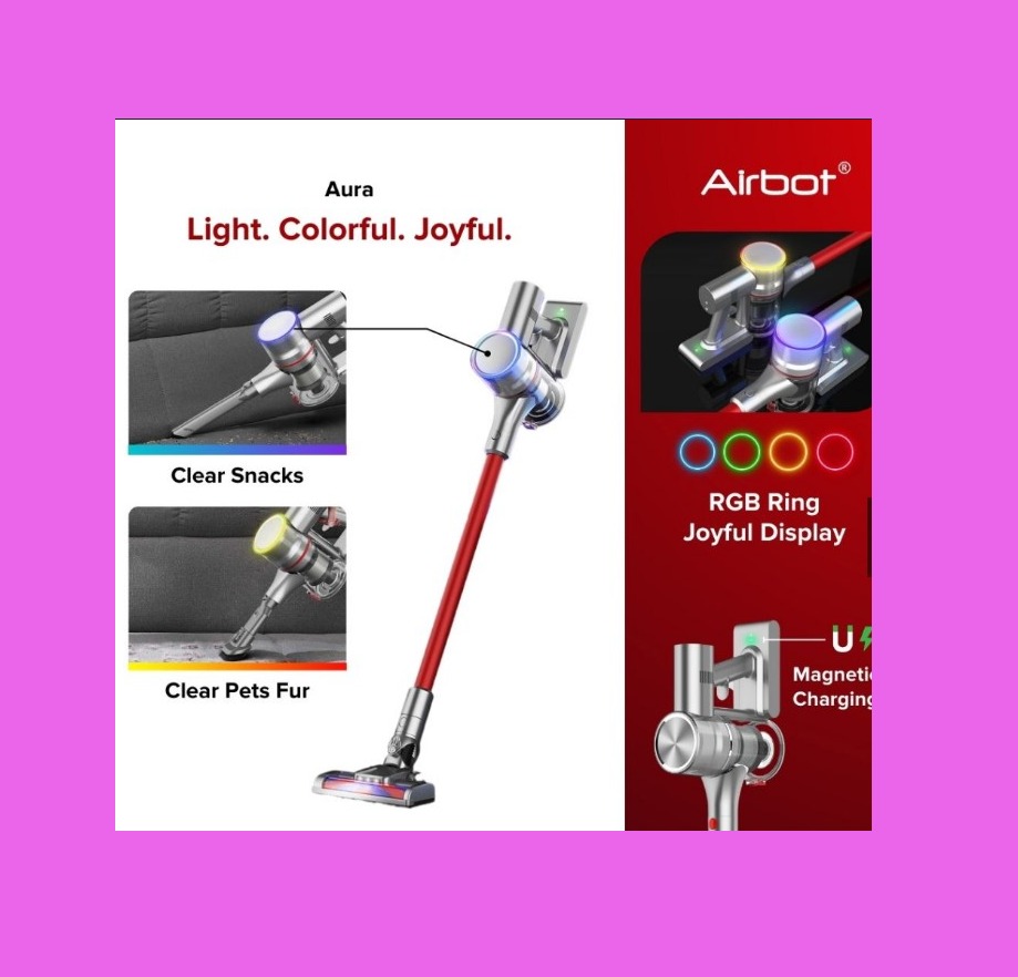 Airbot Supersonics AURA 19000Pa, Cordless Vacuum Cleaner Handheld Stick ...